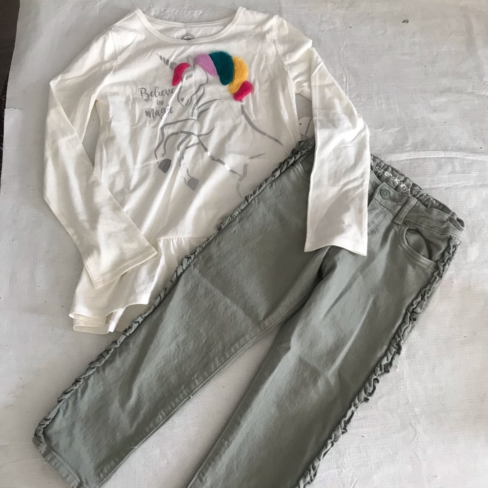 Girls size 7-8 top & jeans